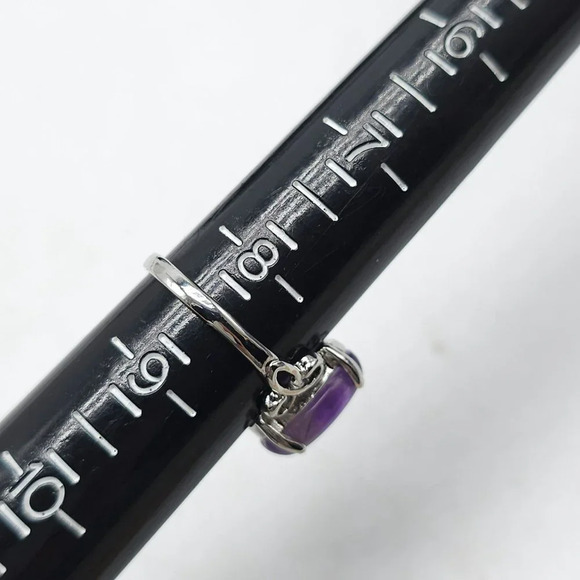 Purple Amethyst Oval Shape Dome Ring Size 8.5 Silver Plated Vintage - Picture 7 of 7